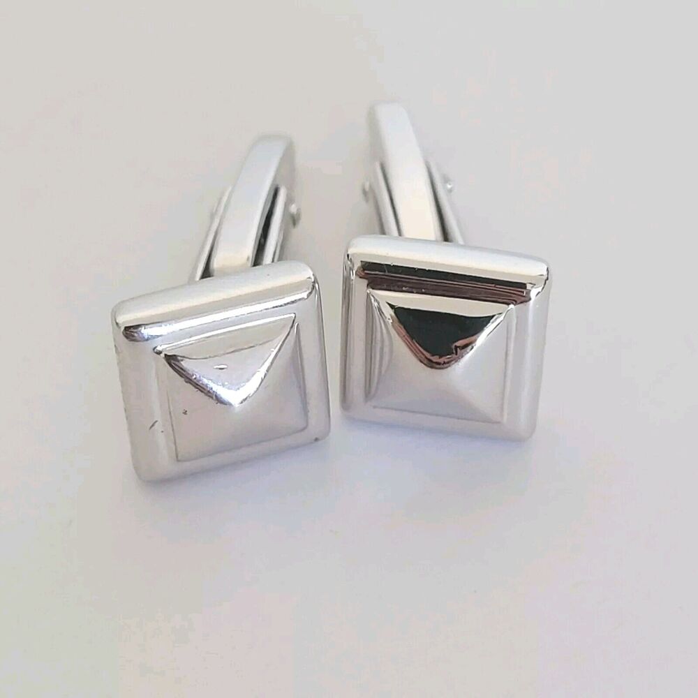 AUTHENTIC Philipe Charriol Silver Tone Cufflinks Square Designer
